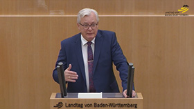 Bernd Gögel am Rednerpult im Plenarsaal