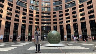 Muhterem Aras vor dem Europaparlament in Straßburg