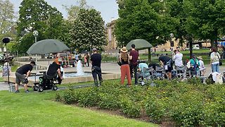 Das SWR-Team dreht im Oberen Schlossgarten für den neuen Stuttgarter Tatort.