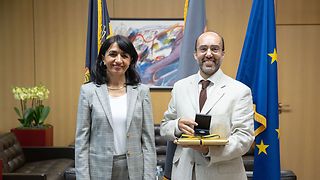 Der italienische Generalkonsul Massimiliano Lagi zu Besuch bei Landtagspräsidentin Muhtarem Aras.