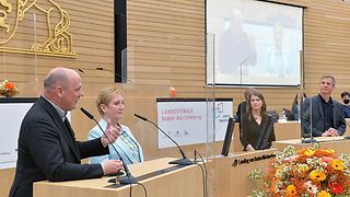 Podiumsgespräch mit Landtagsvizepräsident Daniel Born, Tatjana Linke, Theresa Gemmer und Daniel Hager-Mann