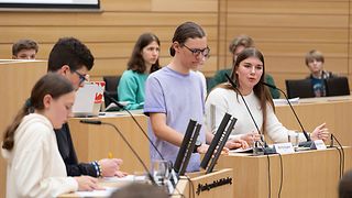 Debattierende im Plenarsaal