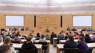 Amanda Trieu (Hilda-Gymnasium Pforzheim) spricht über den Green Deal