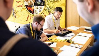 Der Informationsstand des Stenographischen Dienstes