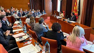 Abgeordneten im Sitzungssaal mit Präsidentin Aras