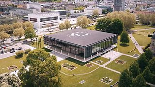 Das Landtagsgebäude aus der Vogelperspektive