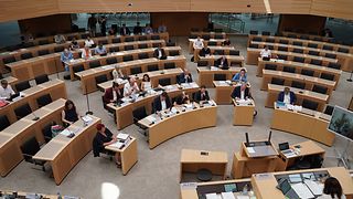 Mitglieder eines Ausschusses im Plenarsaal