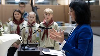 Landtagspräsidentin Muhterem Aras am Rednerpult