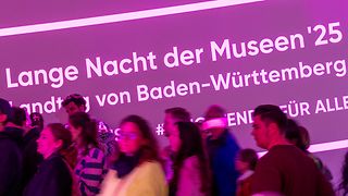 Gäste vor einer Lichtprojektion