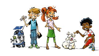 Die Figuren des Kinderbuches als Comic-Zeichnung