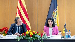 Muhterem Aras und Parlamentspräsident Josep Rull i Andreu