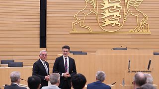 Landtagspräsident Thomas Strobl mit Generalkonsul Sablić