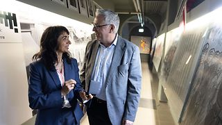Muhterem Aras im Gespräch mit Bürgermeister Thorsten Riehle