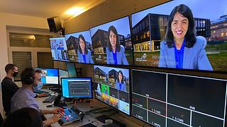 Ansicht aus dem Regieraum für Videokonferenzen