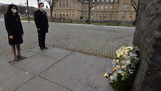 Landtagspräsidentin Muhterem Aras und Rami Suliman, Vorstand der Israelitischen Religionsgemeinschaft Baden